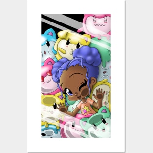 African American Girl and Cats Posters and Art